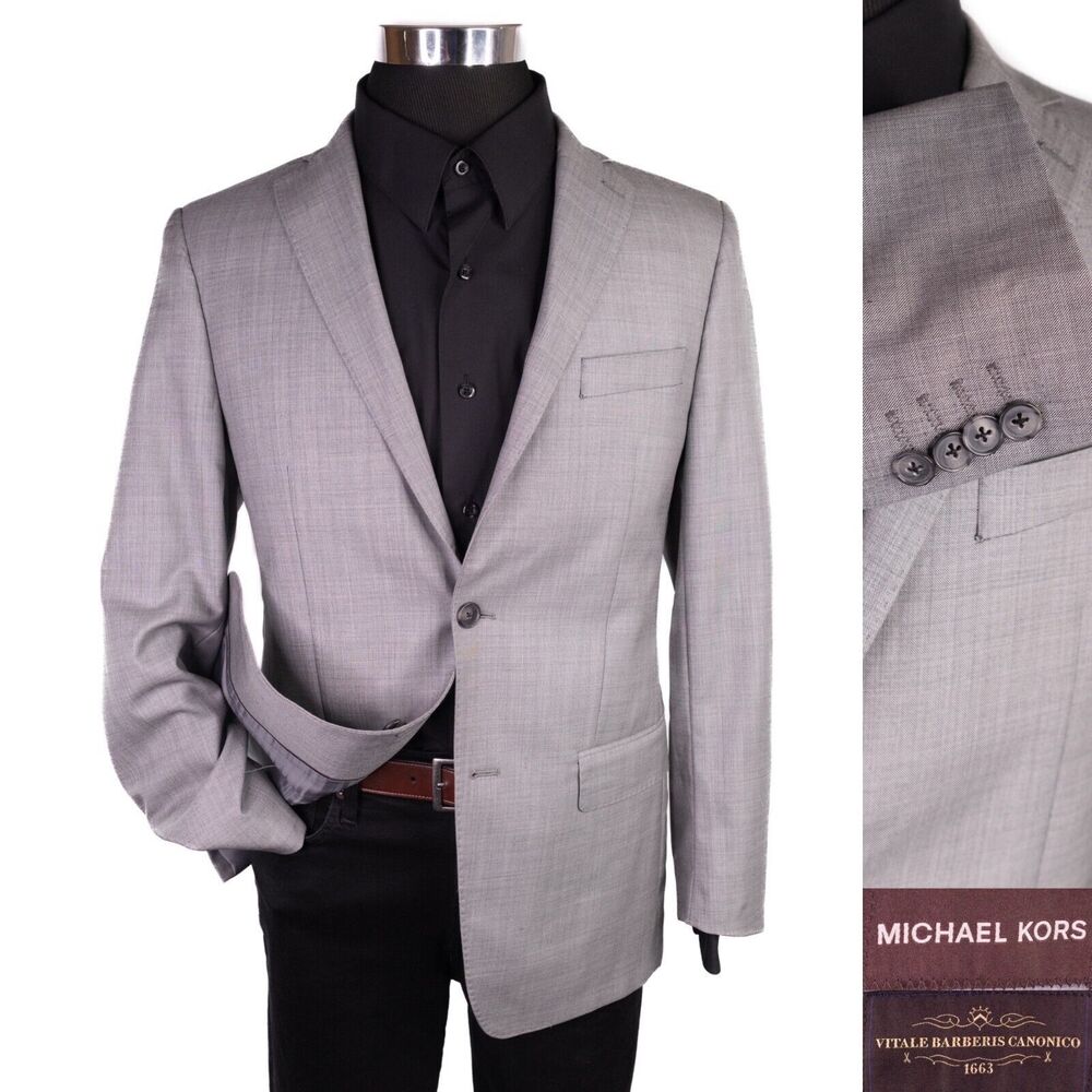 Michael Kors Sz 40R Blazer 100% Wool Vitale Barberis Canonico Sport Coat Gray